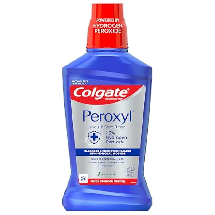 Colgate Peroxyl Antiseptic Mouth Sore Rinse, Alcohol Free, 1.5% Hydrogen Peroxide, Mild Mint, 16.9 Ounce - Image 2